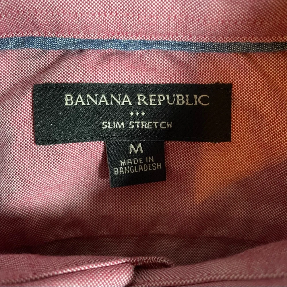 Banana Republic Mens Slim Stretch Button Down Shirt Size M Red Preppy‎ Classic